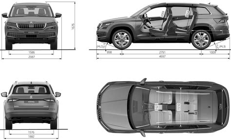 Skoda Kodiaq 2020 Blueprint - Download free blueprint for 3D modeling