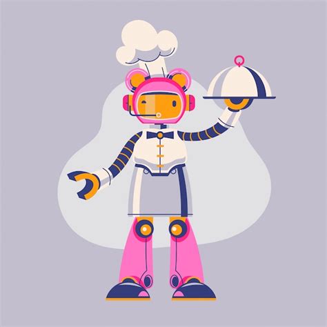 Premium Vector | Robot waiter illustration