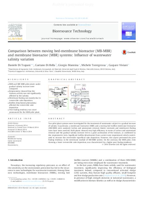 (PDF) Comparison between a moving bed membrane bioreactor and a ...