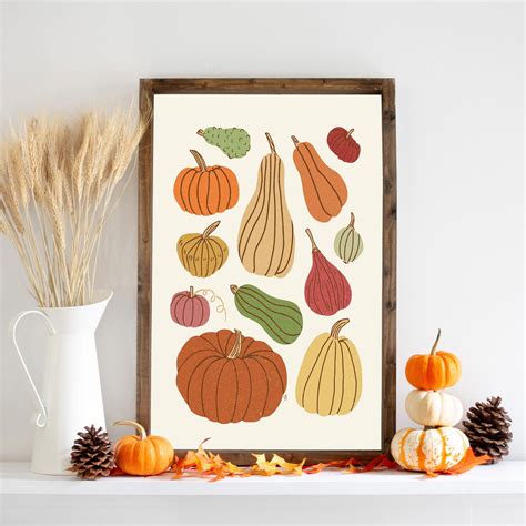 Pumpkins and Gourds Wall Art Fall Art Print Fall Decor - Etsy