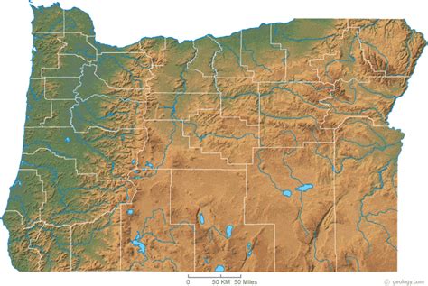 Oregon Physical Map and Oregon Topographic Map