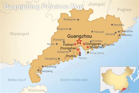 Guangdong Map, Map of Gunagdong's Tourist Attractions and Subway