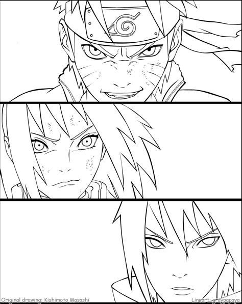 Naruto Team 7 reunion - Lineart by graypapaya on DeviantArt