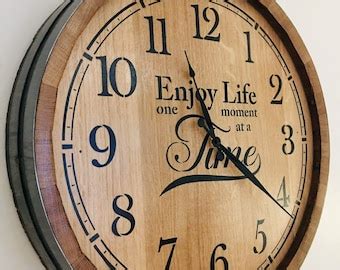 Wine Barrel Wall Clock 20 Wall Clock Made From Refurnished Wine Barrel. Dark Brown. - Etsy