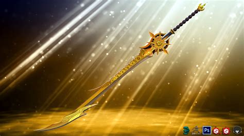 Golden Fantasy Sword 3D asset | CGTrader