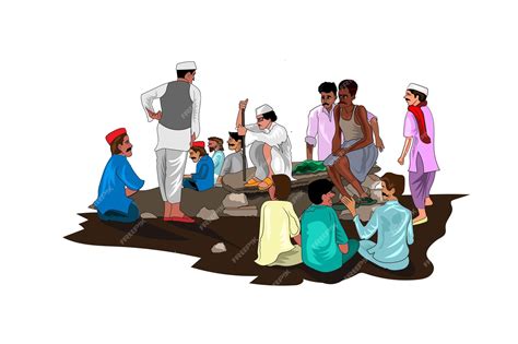 Premium Vector | Panchayat vector illustration village meeting