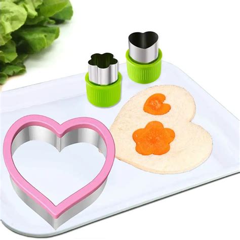 Sandwich Cutters Set For Kids Vegetable Fruit Cutter Shape Stainless Steel Cookie Stamp Mold And ...