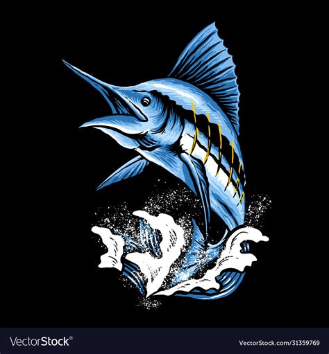 Marlin fish art Royalty Free Vector Image - VectorStock