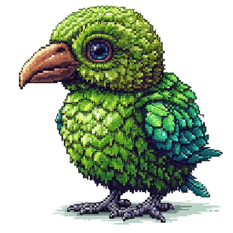 Premium Photo | A pixel cute baby kakapo illustration