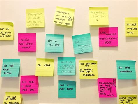 Our Wall of inspiration. Sticky notes to take with you each day to inspire you wherever you go ...