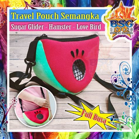 Semangka Travel Pouch Sugar Glider Hamster Landak Tas Hewan Pet Cargo - Chewee.co.id