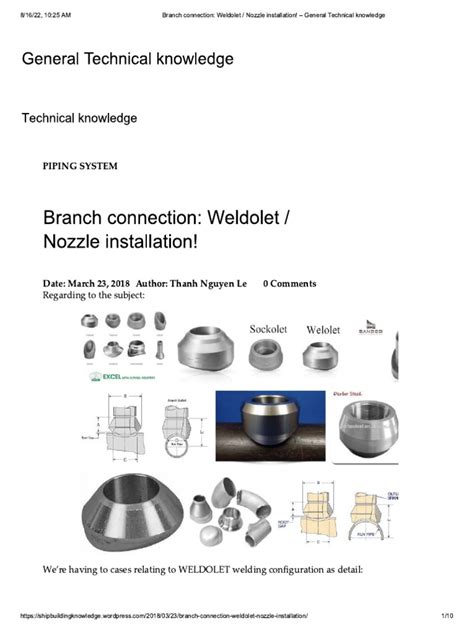 Branch connection_ Weldolet _ Nozzle installation! – General Technical ...