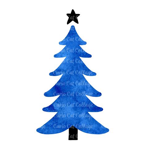 Blue Christmas Tree Clip Art Digital Download Back the | Etsy