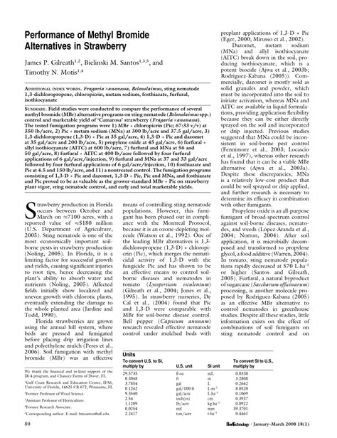 (PDF) Performance of Methyl Bromide Alternatives in Strawberry