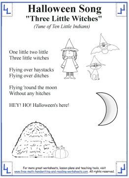 Halloween Songs for Kids - Printable Lyrics with Coloring Activities