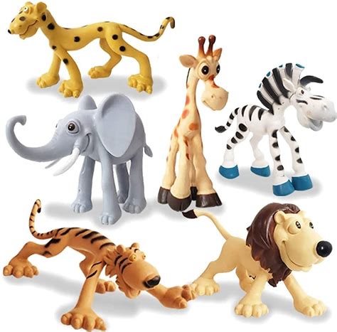 INFINITE POCKET Mini Cartoon Jungle Safari Realistic Animal Toys Figure Playing Set for Kids ...