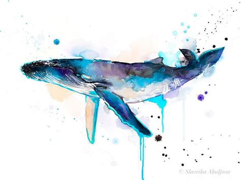 Humpback Whale Watercolor Painting Print by Slaveika Aladjova, Art ...