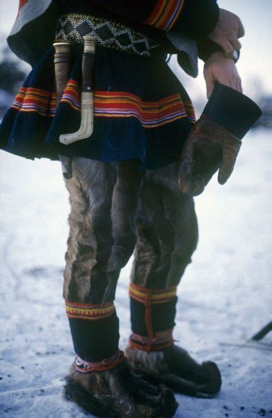 Gakti are the traditional Sami costumes. Men's gákti have a shorter "jacket-skirt" than a women ...