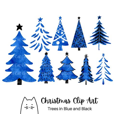 Blue Christmas Tree Clip Art Sublimation Back the Blue 300 DPI PNG With Transparent Background ...