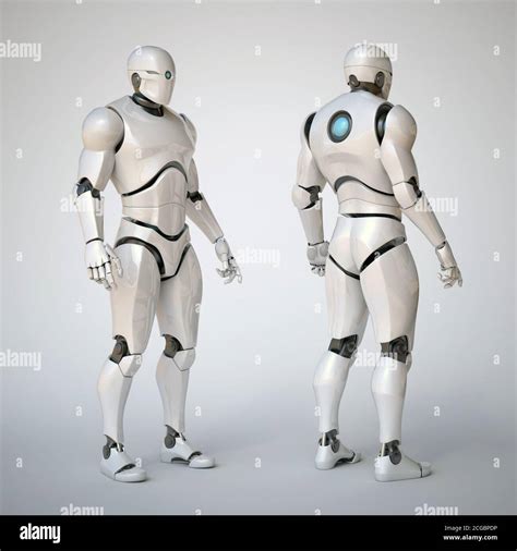 Robot futuristic design concept 3d rendering - various view Stock Photo ...