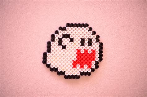 Boo Ghost Mario Bros Open Pixel Art 8-Bit Perler Beads Magnet Ornament ...