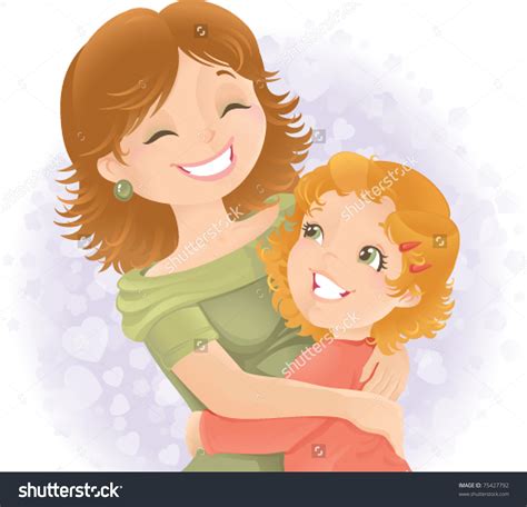 Mother Hugging Child Cartoon