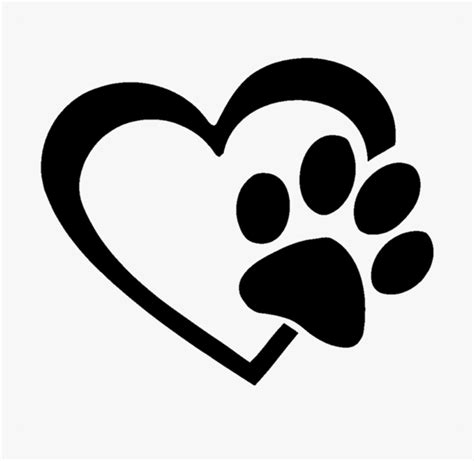 Pawprint Clipart Heart - Heart With Paw Print, HD Png Download - kindpng