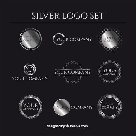 Premium Vector | Silver logo set