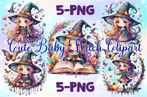 Cute Baby Witch Clipart Bundle Graphic by LR ART · Creative Fabrica