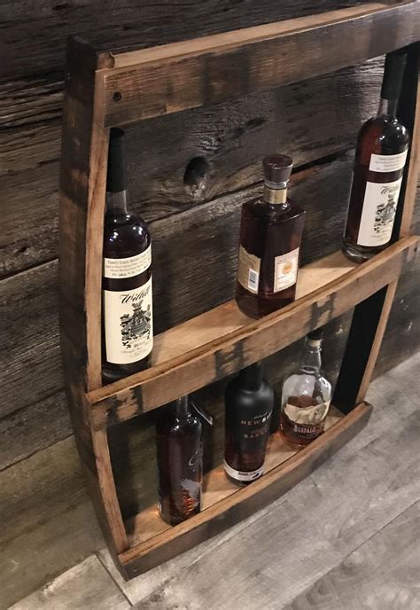 Barrel Shelf Wood Bar Shelf Stave Shelf Bourbon Barrel - Etsy | Whiskey barrel furniture, Wine ...