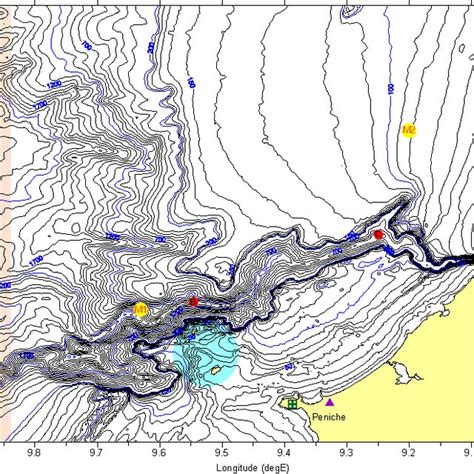 Bathymetric map of Nazare Canyon area. | Download Scientific Diagram