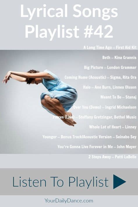 Lyrical Songs Playlist 42 - in 2022 | Contemporary dance songs, Dance ...