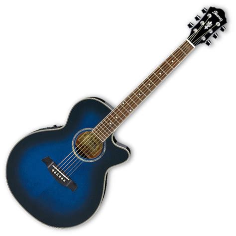 disc Ibanez AEG10E Electro Acoustic Guitar Trans Blue at Gear4music