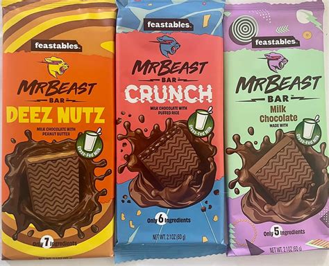 Amazon.com: Feastables Beast Bar Milk Chocolate Bundle - Deez Nuts Milk Chocolate Peanut Butter ...