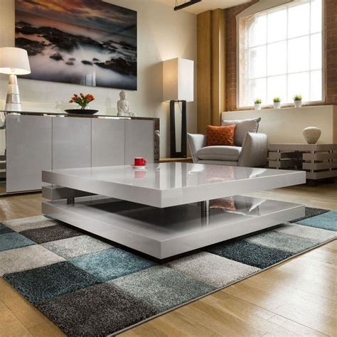 Superb Extra Large Modern Square Grey Gloss 1.2mt Coffee Table 397E | Coffee table, Unique ...