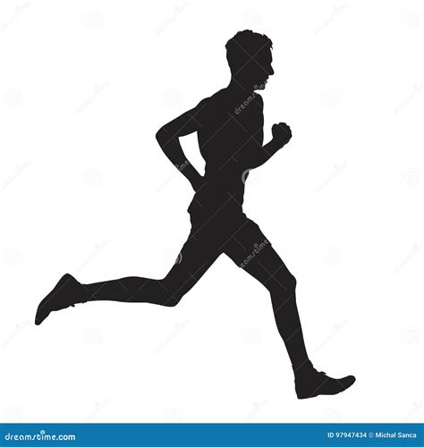 Running Man Side View Vector Silhouette Stock Vector - Illustration of profile, silhouette: 97947434