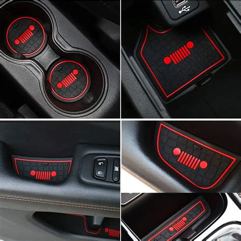 For Jeep Compass 2018 Accessories Non Slip Gate Slot Mats Anti dust Latex Door Pad Cup Mat for ...