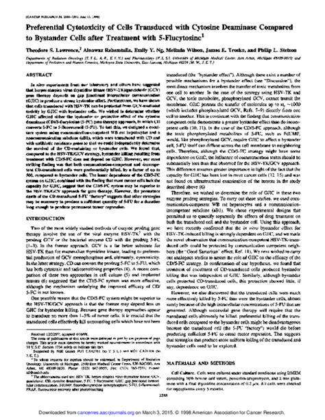 (PDF) Preferential Cytotoxicity of Cells Transduced with Cytosine ...