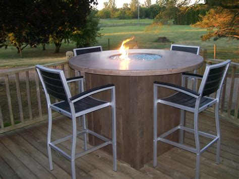 Concrete Table With Fire Pit and Wooden Like Base