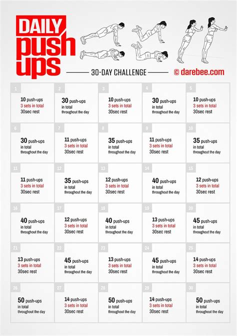 Daily Push-Ups Challenge | Push up workout, Push up challenge, Challenges