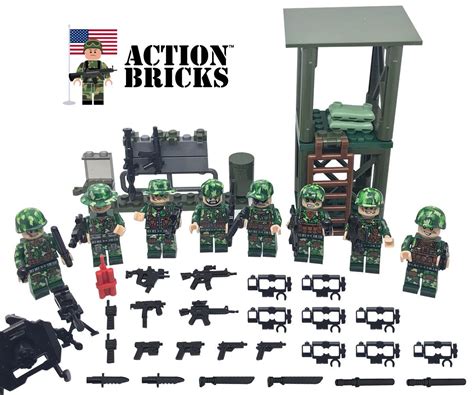 Compatible lego army minifigures boarders and towers 8 minifigures set ...