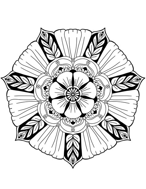 Big Flower Mandala 1 - Free digital download (difficulty: easy) | Karyn Lewis Illustration