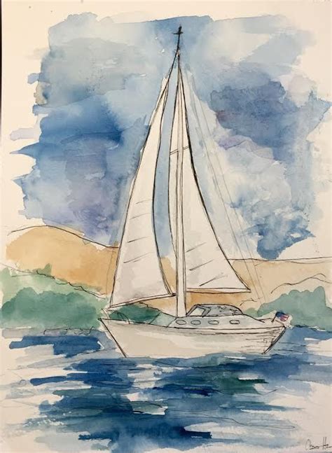 Sailboat Watercolor by chrishillart on Etsy | Sailboat painting, Boat art, Sailboat art