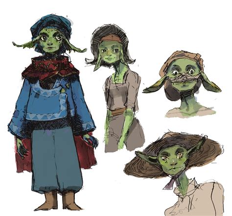 Coloured Sketch of my Goblin Bard MUGWORT and her vassals : r/DnD