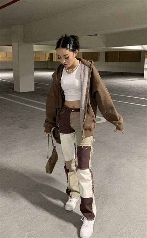 Brown Patchwork Denim Boyfriend Jeans | Streetwear fashion, Fashion inspo outfits, Cute outfits