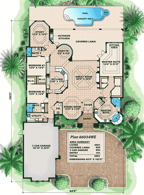 Distinctive Villa House Plan - 66034WE | Architectural Designs - House ...