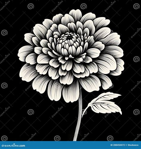 Traditional Chinese Style Flower Illustration on Black Background Stock Illustration ...