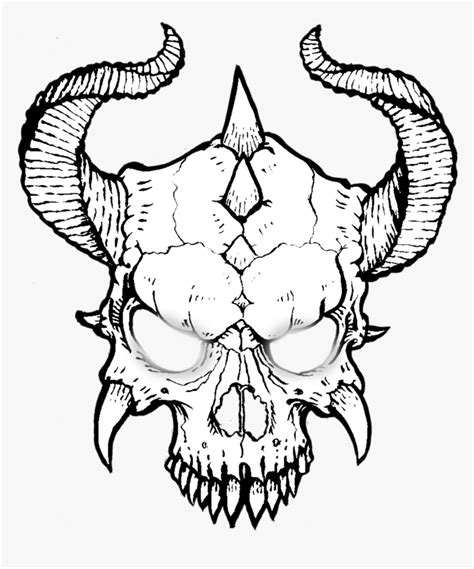 #skull #skulls #devil #demon #mask #evil - Draw A Devil Horn, HD Png Download - kindpng