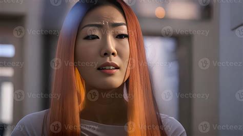 portrait of asian woman sad face, generative art by A.I 21777742 Stock Photo at Vecteezy