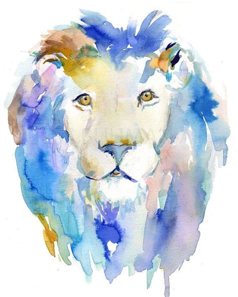 Watercolor Paintings Of Animals, Watercolor Lion, Nursery Paintings, Watercolor Artists, Animal ...